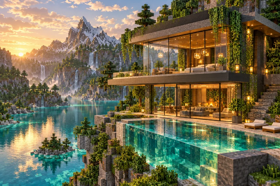 Original voxel illustration for How connected glass changes your builds